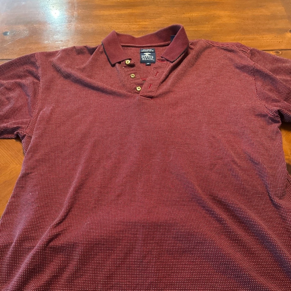 Pebble Beach Polo Shirt Mens Medium Burgundy Excellent Mercerized Cotton Golf